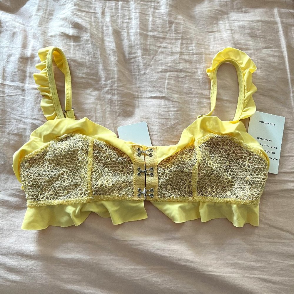 For Love & Lemons Elle Lace Bikini Top in Lemonade